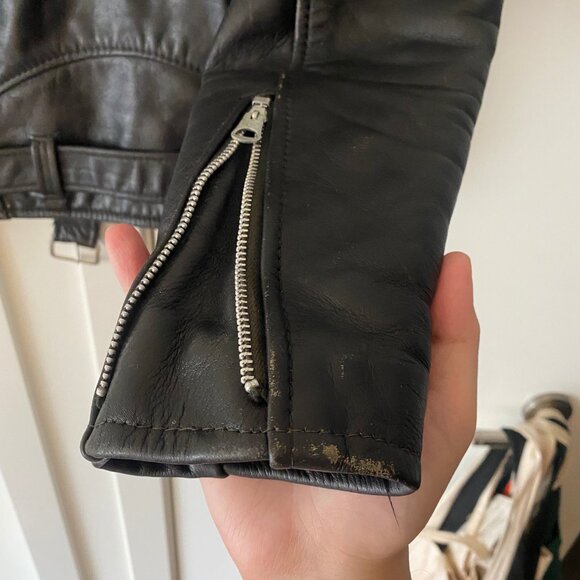 vintage LESCO Black Leather Jacket motorcycle preowned - Picture 11 of 16